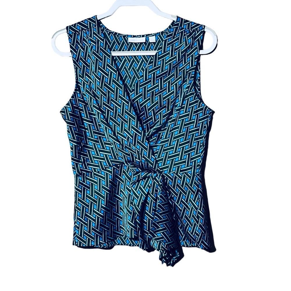 New York & Company Blue Black Short Sleeve Sz M